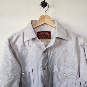 Mens Red Rider Silver Pearl Snap Shirt Large Western Long Sleeve